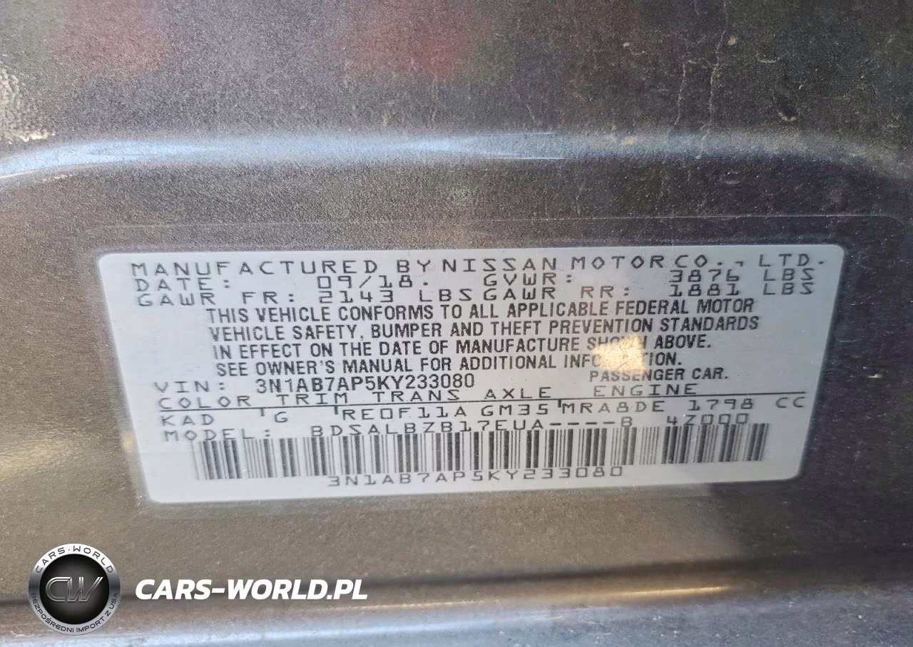2019 Nissan Sentra S VIN:3N1AB7AP5KY233080 - 12