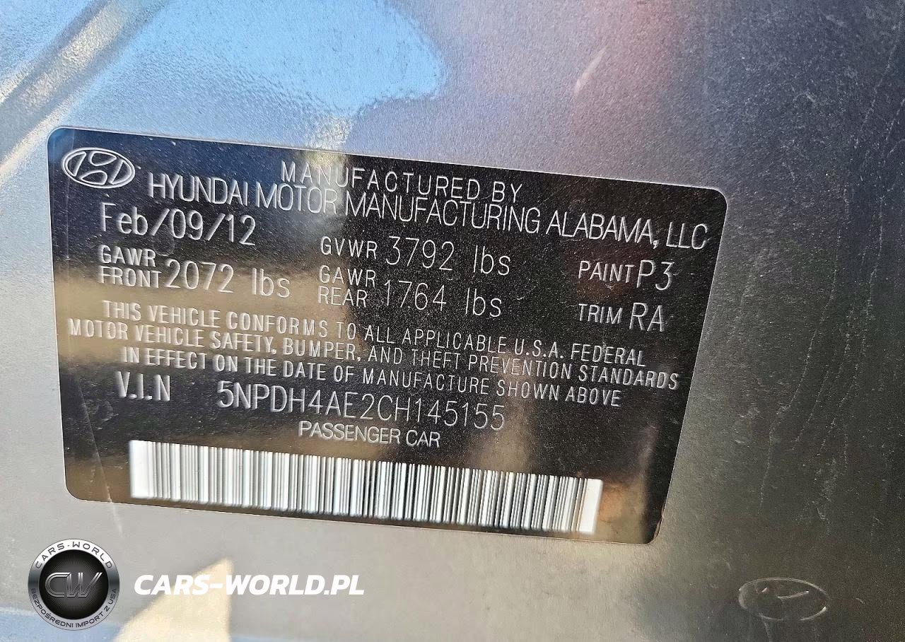 2012 Hyundai Elantra Gls VIN:5NPDH4AE2CH145155 - 12