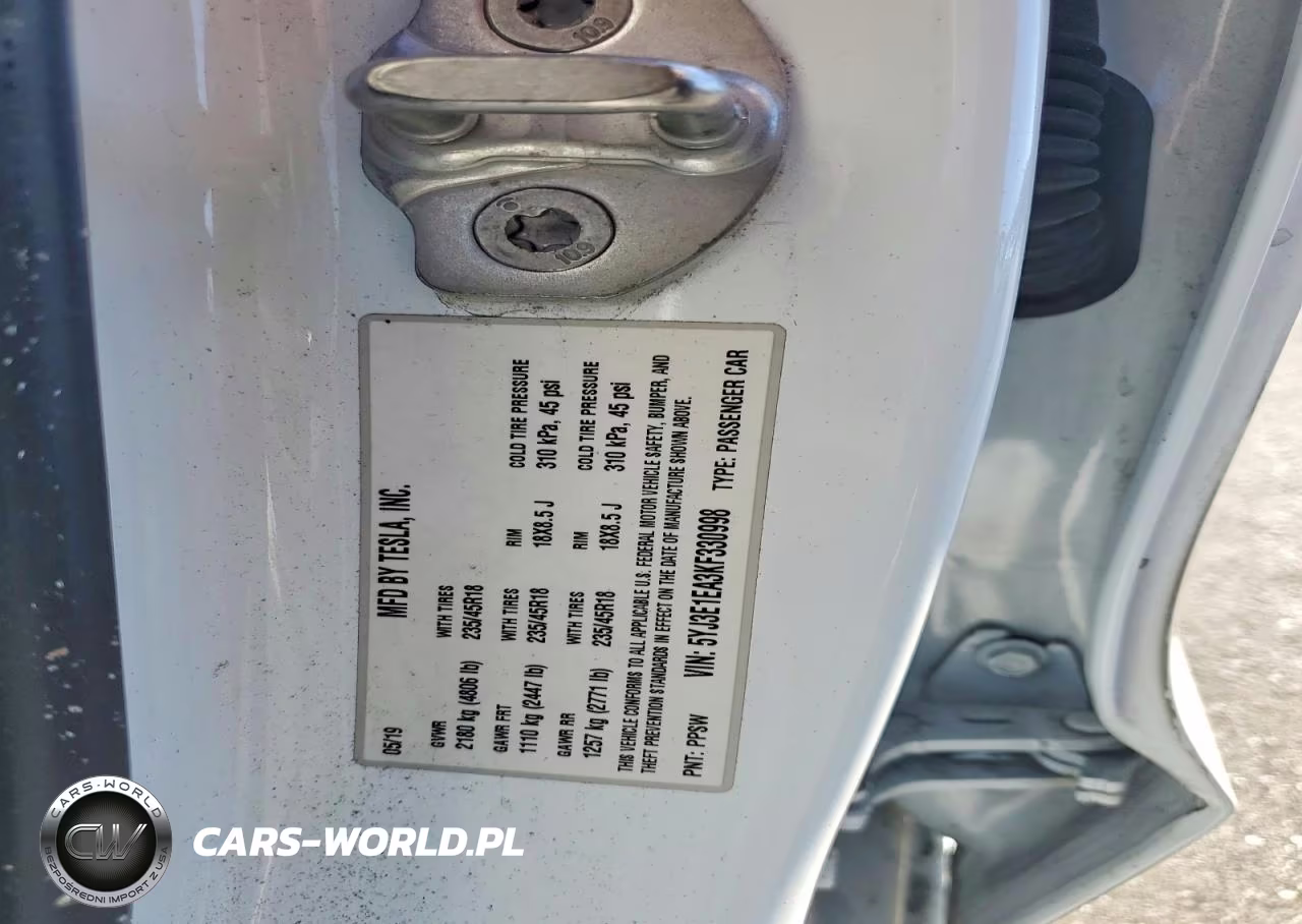 2019 Tesla Model 3 VIN:5YJ3E1EA3KF330998 - 12