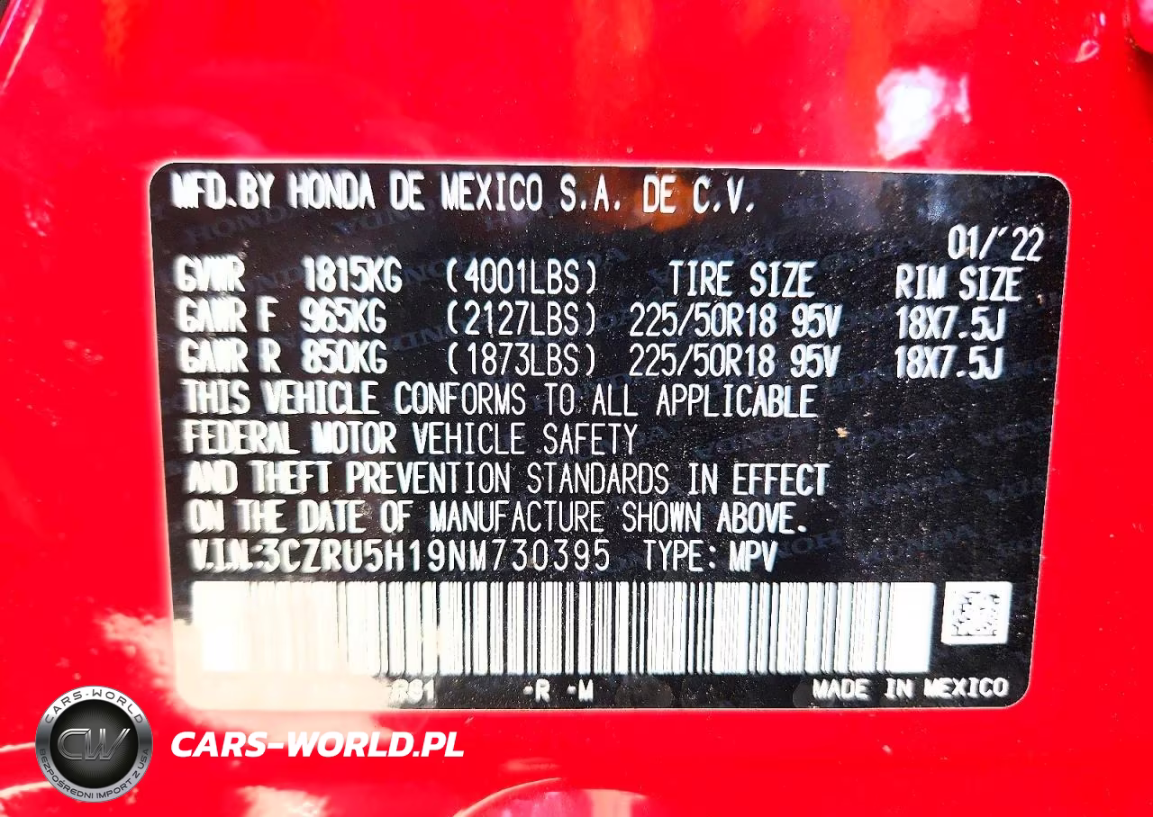 2022 Honda Hr-V Sport VIN:3CZRU5H19NM730395 - 13