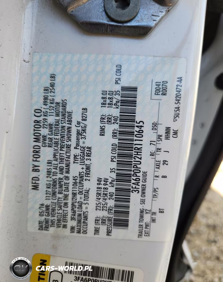 2017 Ford Fusion Se Phev VIN:3FA6P0PU2HR110645 - 12