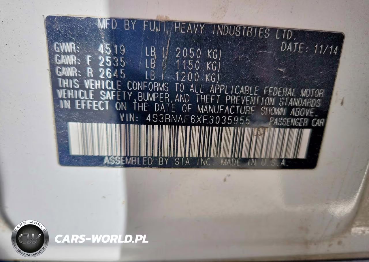 2015 Subaru Legacy 2.5I Premium VIN:4S3BNAF6XF3035955 - 13
