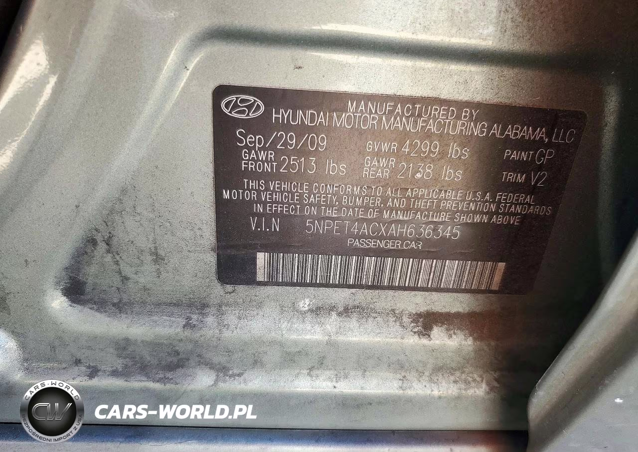 2010 Hyundai Sonata Gls VIN:5NPET4ACXAH636345 - 12