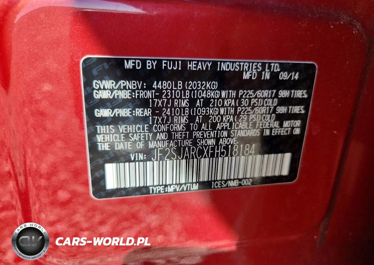 2015 Subaru Forester 2.5I Limited VIN:JF2SJARCXFH518184 - 13