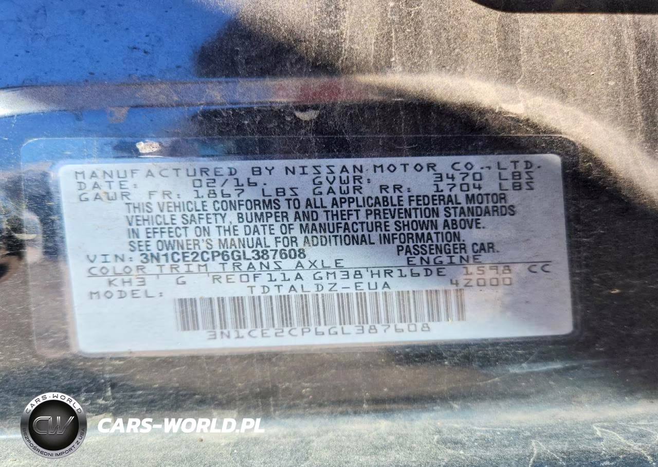 2016 Nissan Versa Note Sv VIN:3N1CE2CP6GL387608 - 12