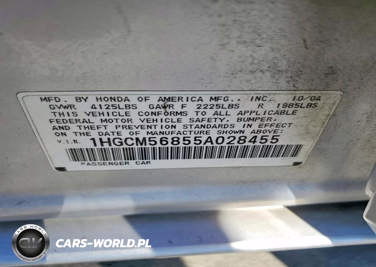 2005 Honda Accord Ex VIN:1HGCM56855A028455 - 12