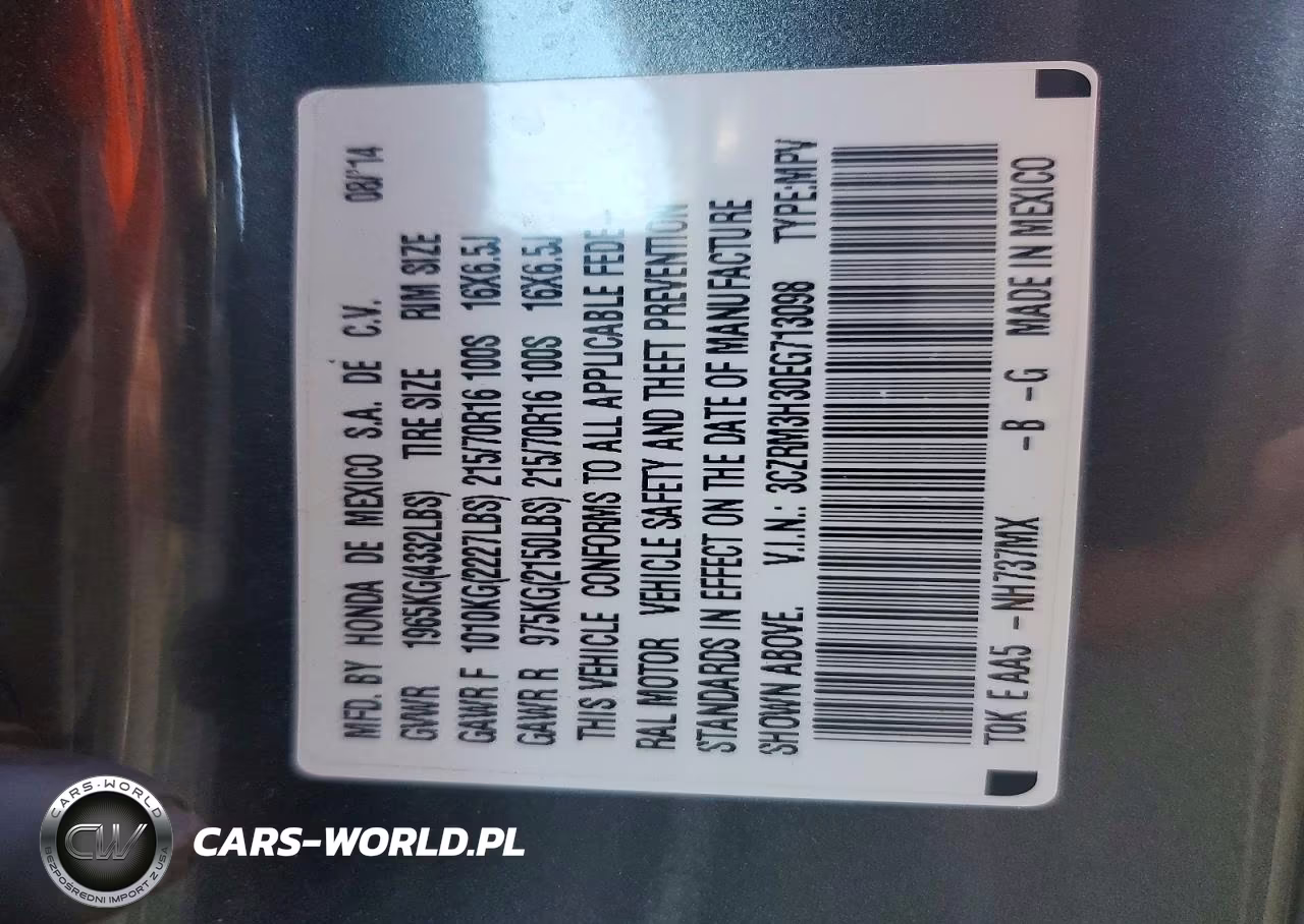 2014 Honda Cr-V Lx VIN:3CZRM3H30EG713098 - 14