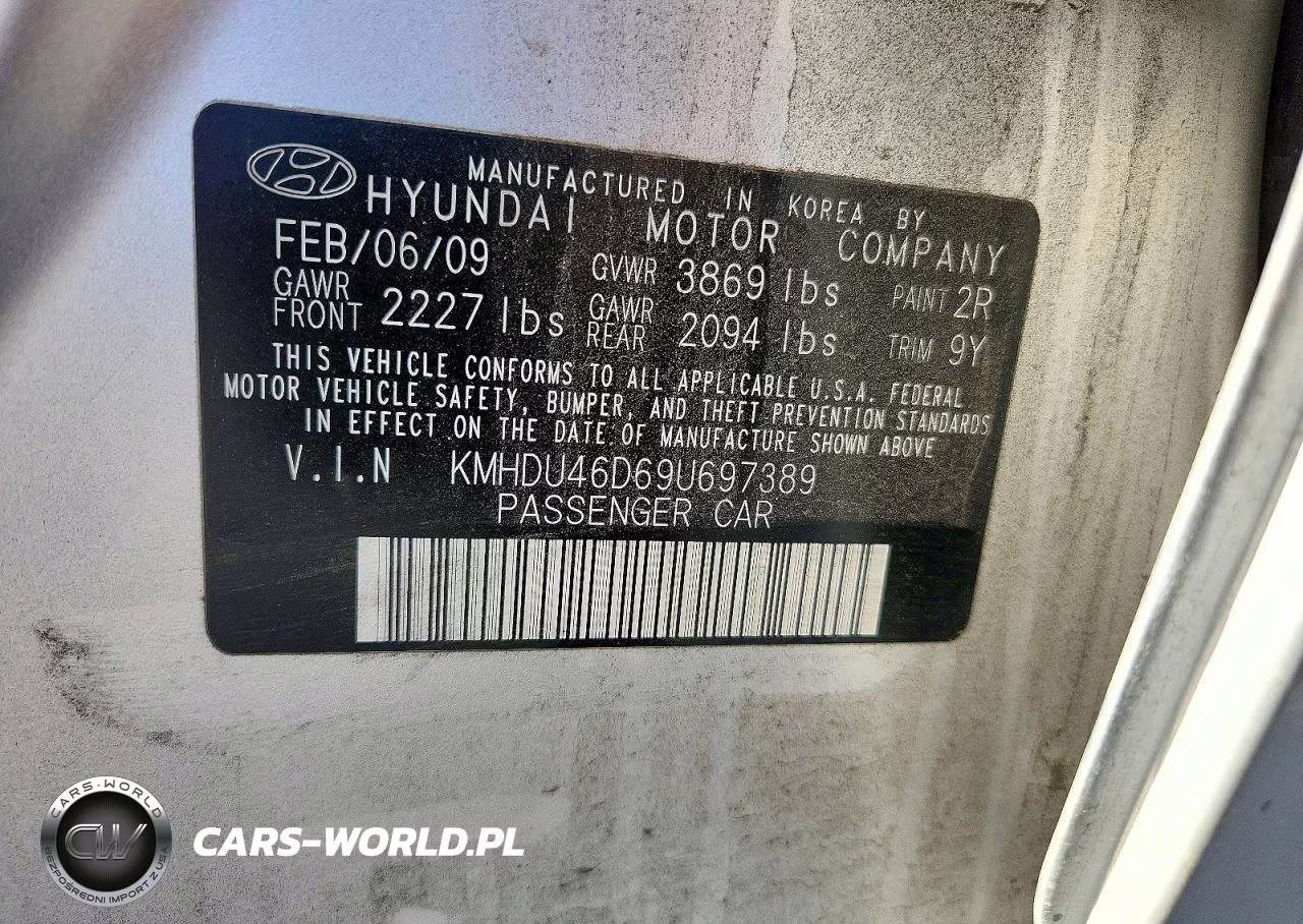 2009 Hyundai Elantra Gls VIN:KMHDU46D69U697389 - 12