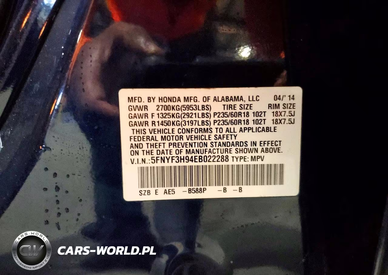 2014 Honda Pilot Touring VIN:5FNYF3H94EB022288 - 13