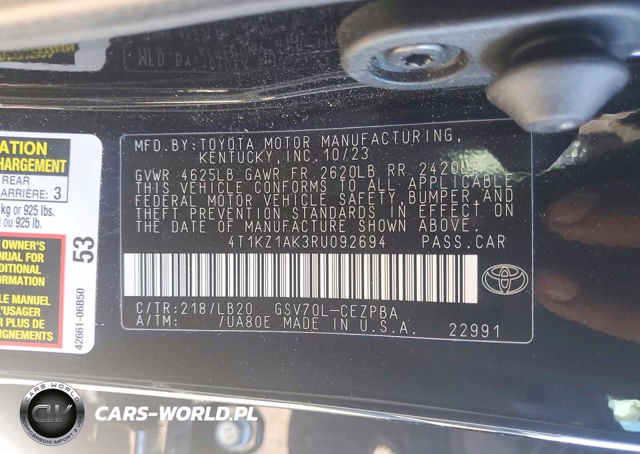 2024 Toyota Camry Xse V6 VIN:4T1KZ1AK3RU092694 - 12