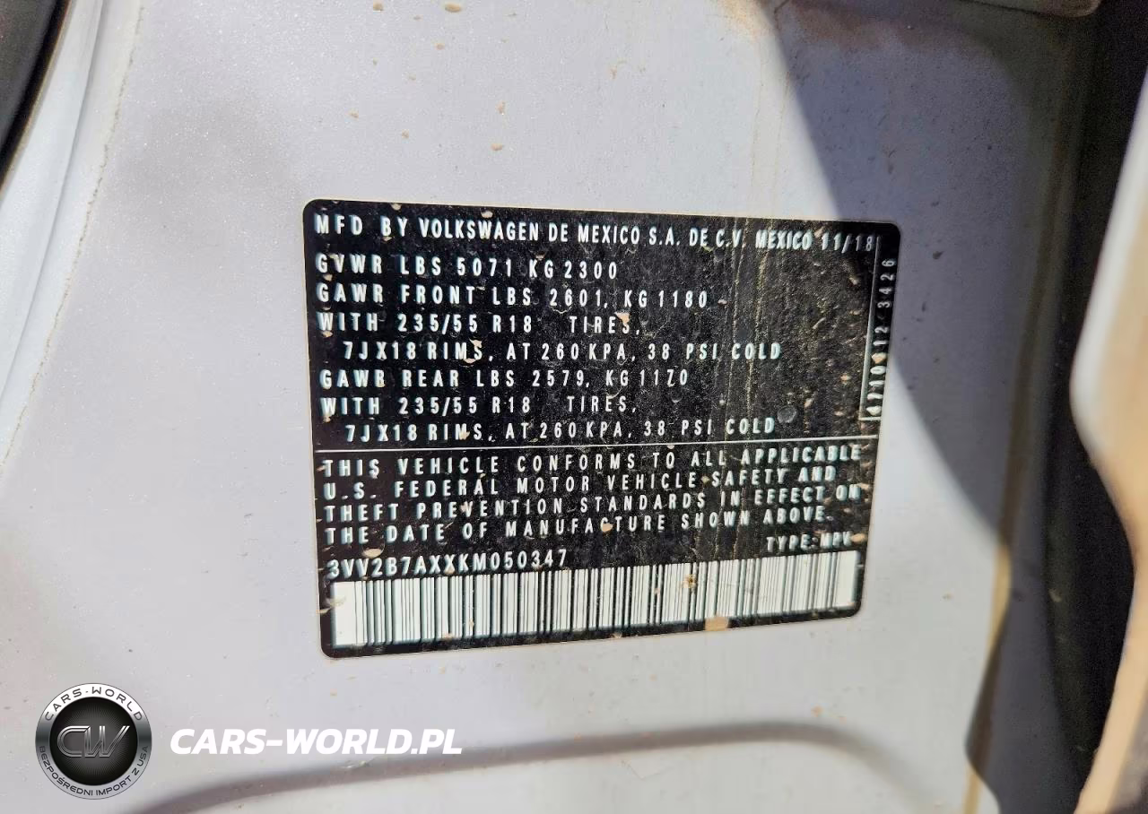2019 Volkswagen Tiguan Se VIN:3VV2B7AXXKM050347 - 14