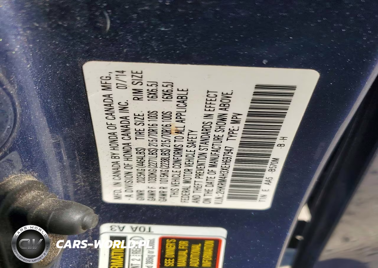 2014 Honda Cr-V Lx VIN:2HKRM4H3XEH697947 - 13
