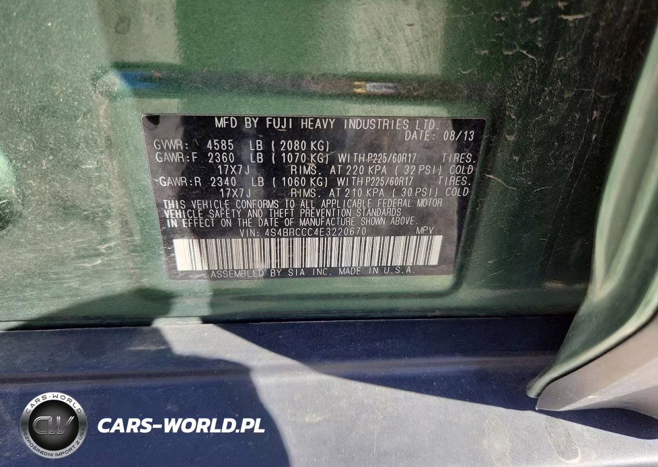 2014 Subaru Outback 2.5I Premium VIN:4S4BRCCC4E3220670 - 13