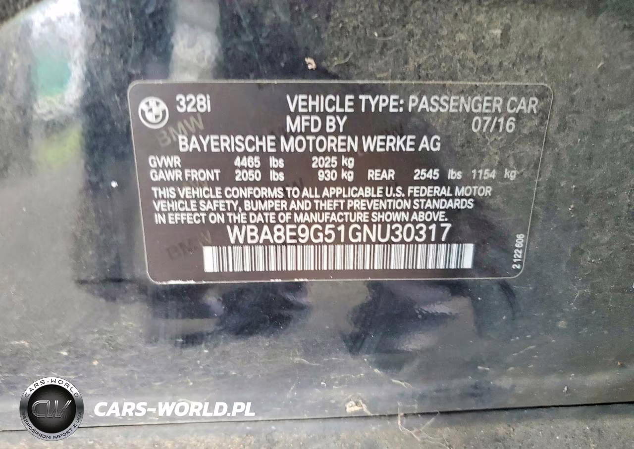 2016 BMW 328 I Sulev VIN:WBA8E9G51GNU30317 - 13