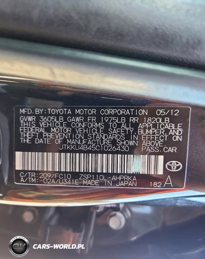 2012 Scion Xd Base VIN:JTKKU4B45C1026430 - 12