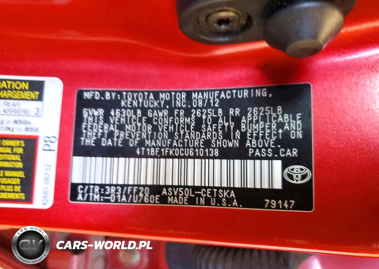 2012 Toyota Camry Se Sport Limited Edition VIN:4T1BF1FK0CU610138 - 13