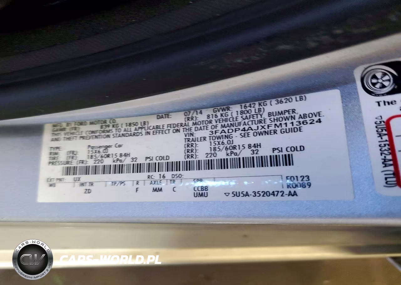 2015 Ford Fiesta S VIN:3FADP4AJXFM113624 - 12