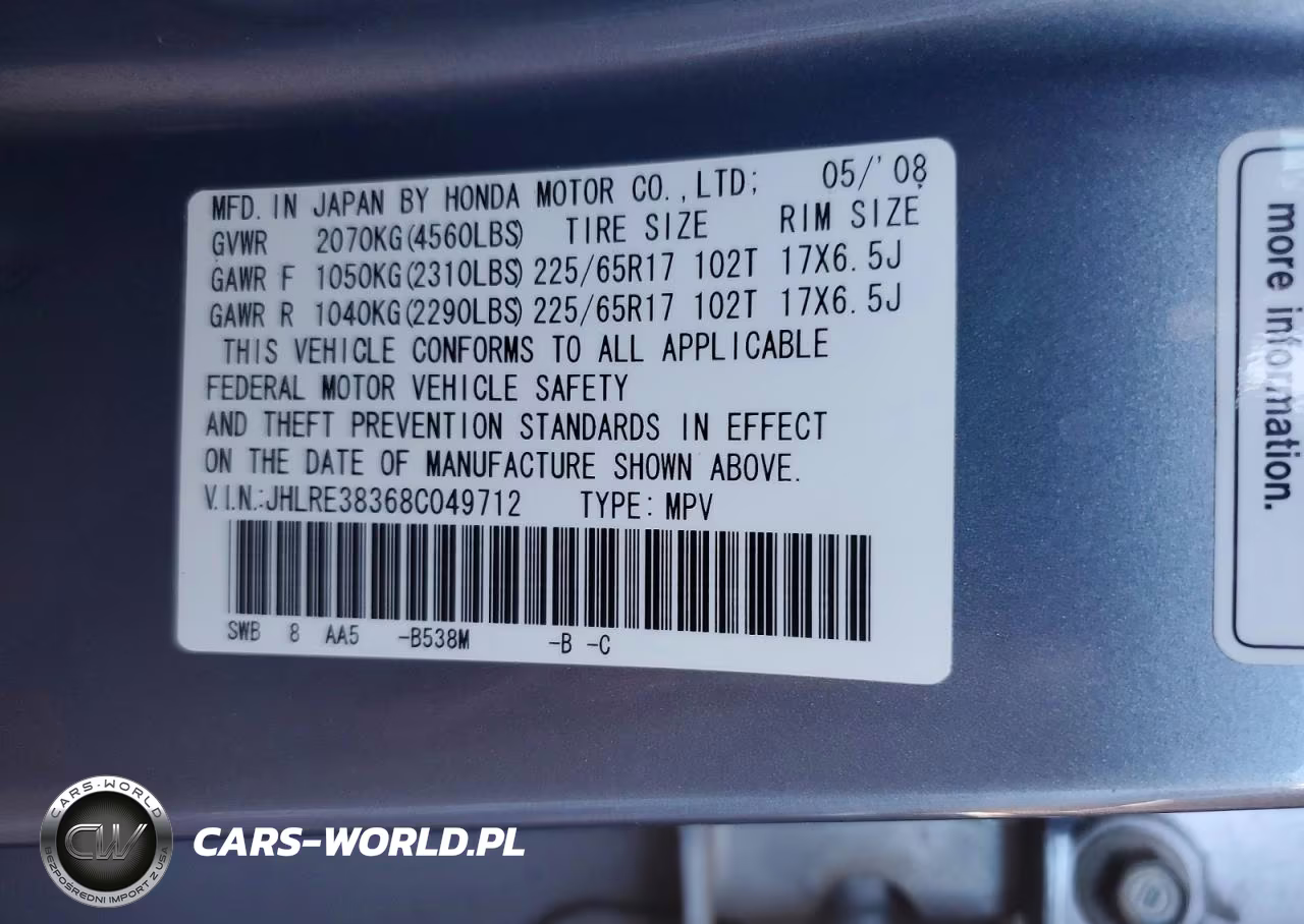 2008 Honda Cr-V Lx VIN:JHLRE38368C049712 - 13