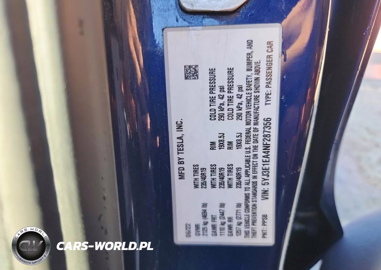 2022 Tesla Model 3 VIN:5YJ3E1EA4NF287356 - 12