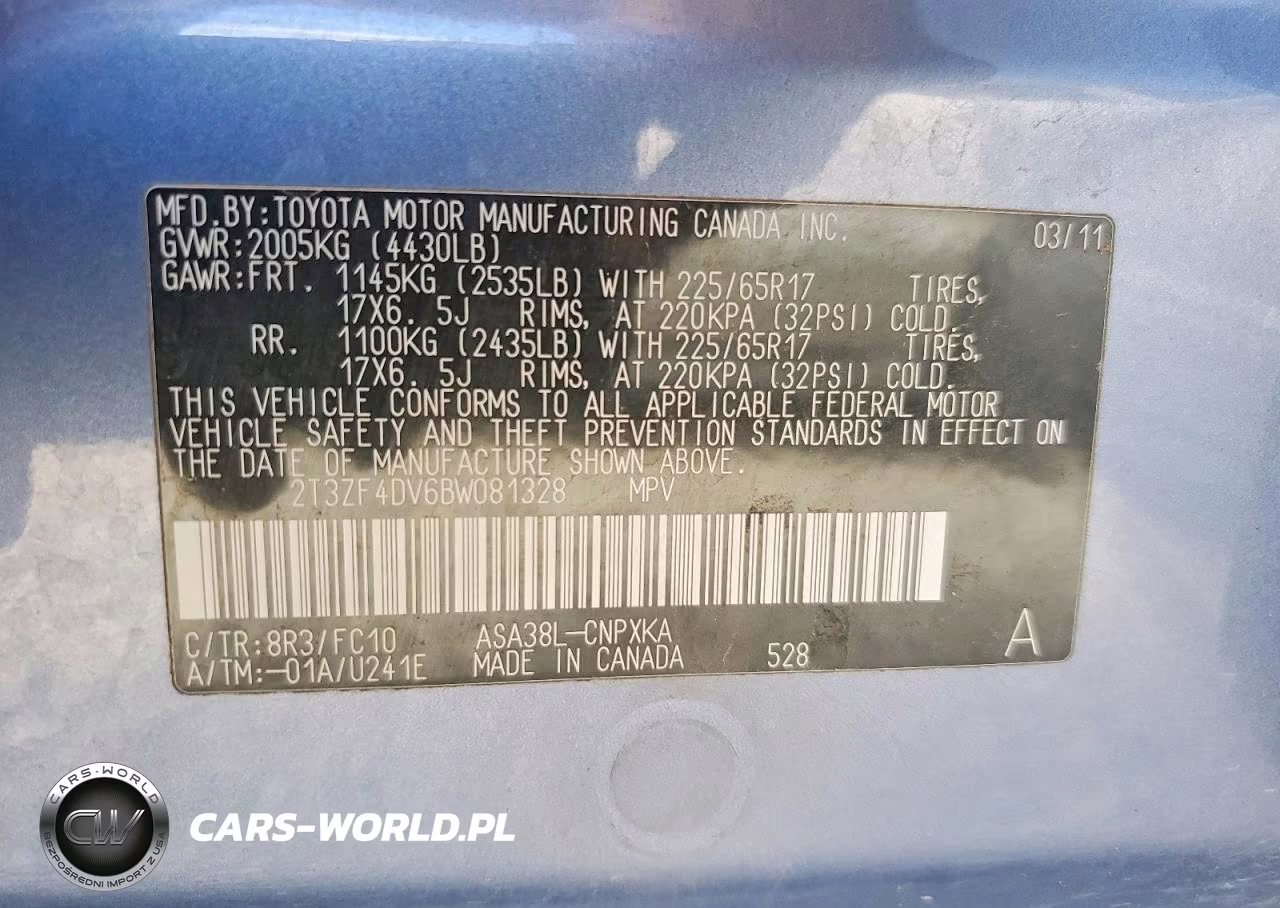 2011 Toyota Rav4 Base VIN:2T3ZF4DV6BW081328 - 13