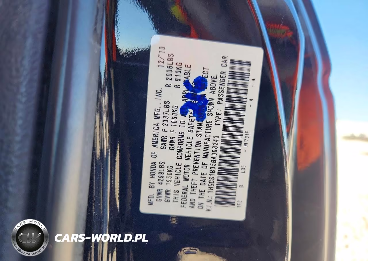2011 Honda Accord Lx-S VIN:1HGCS1B35BA008243 - 13