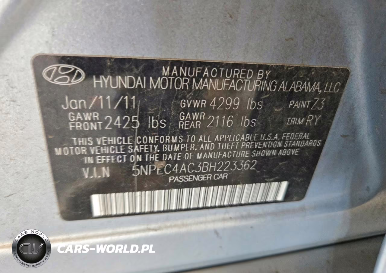 2011 Hyundai Sonata Se VIN:5NPEC4AC3BH223362 - 12