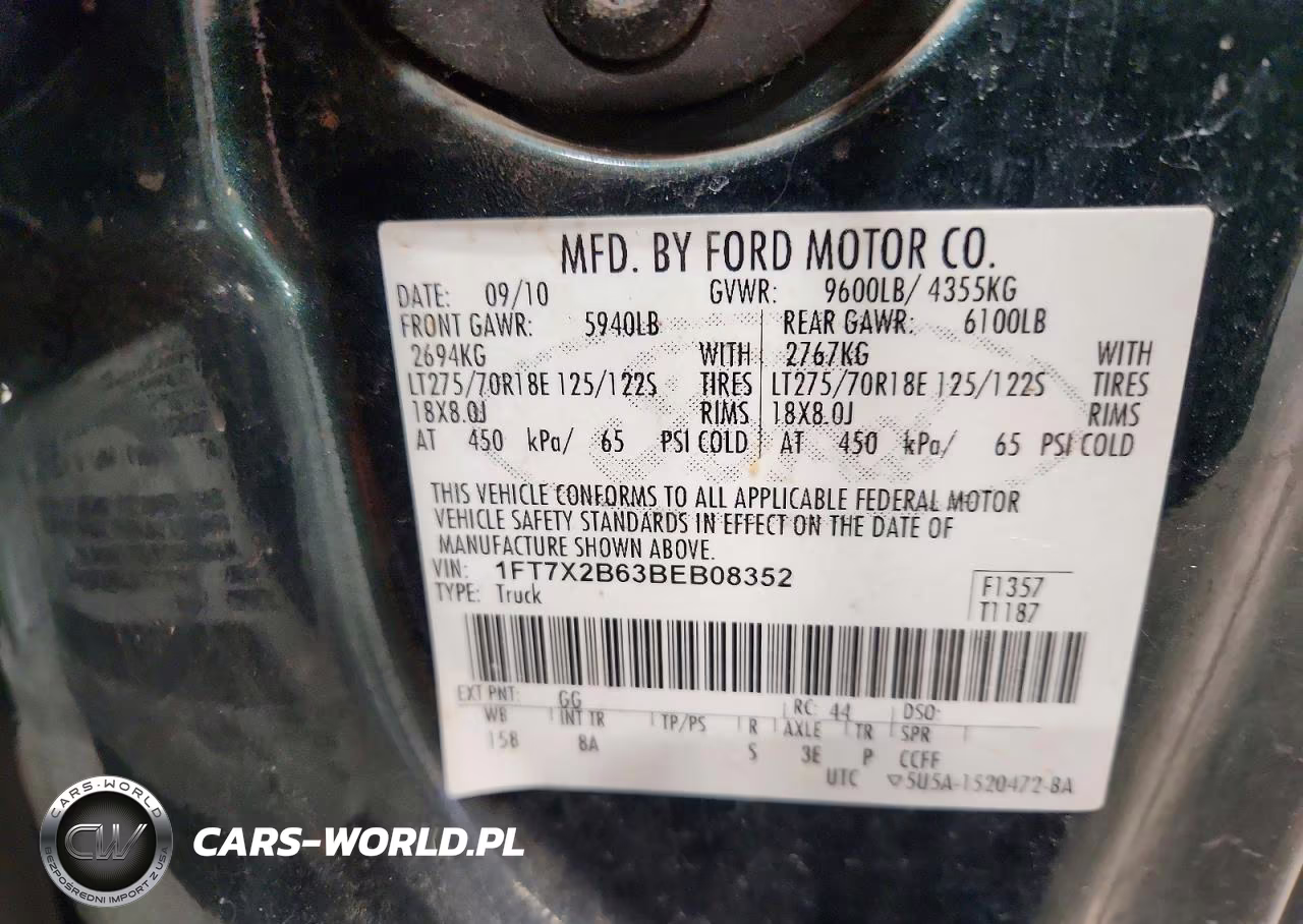 2011 Ford F250 Super Duty VIN:1FT7X2B63BEB08352 - 12