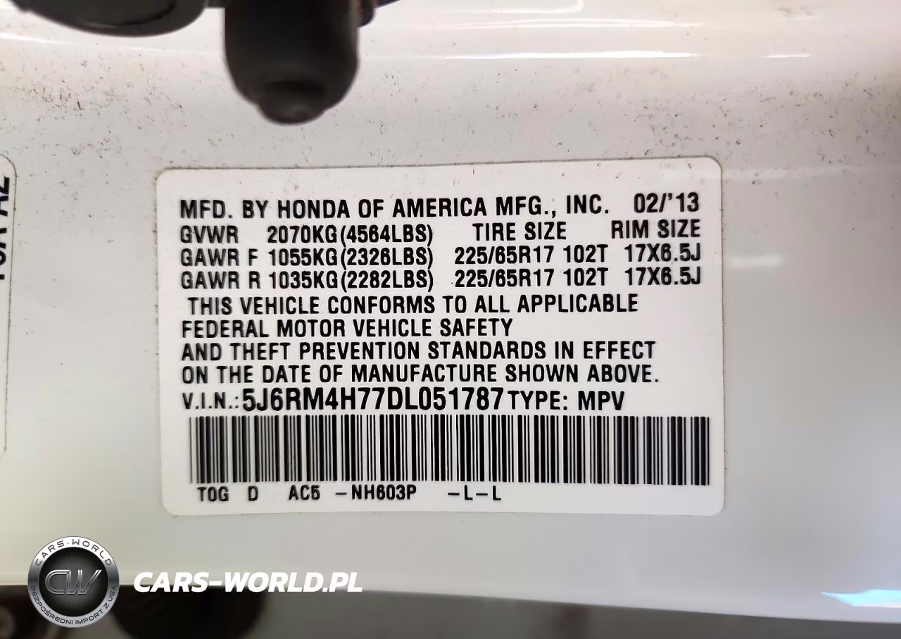 2013 Honda Cr-V Exl VIN:5J6RM4H77DL051787 - 14