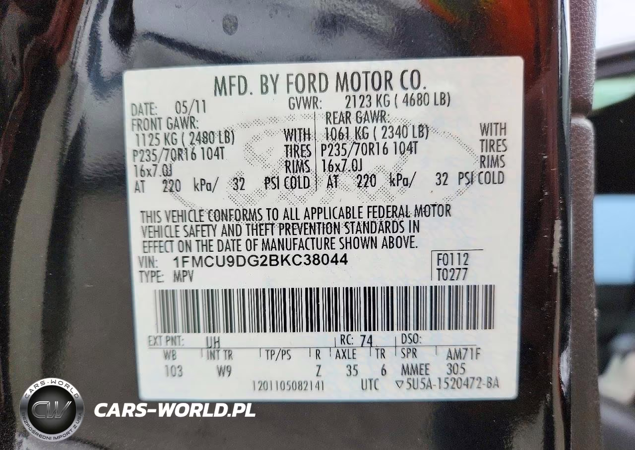 2011 Ford Escape Xlt VIN:1FMCU9DG2BKC38044 - 13