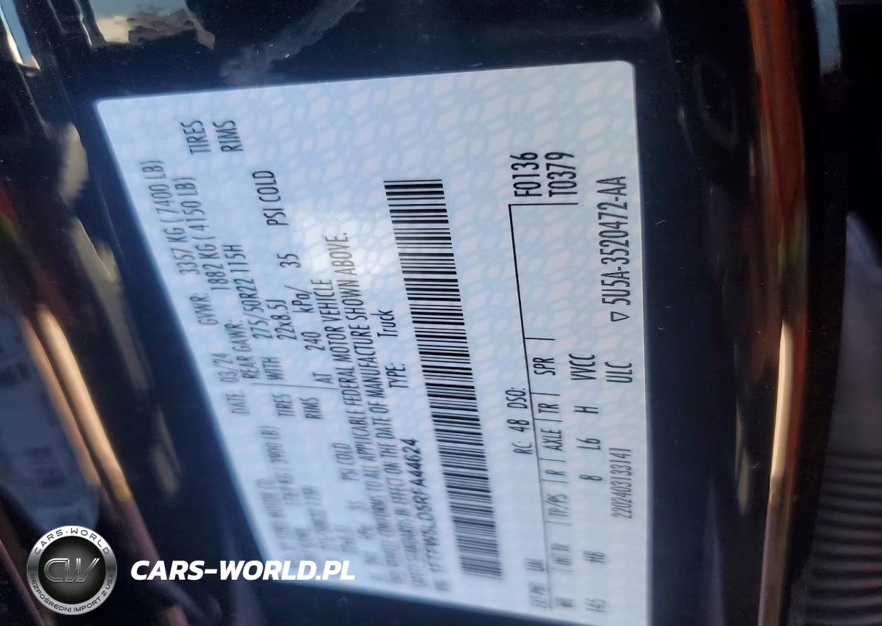 2024 Ford F150 Lariat VIN:1FTFW5LD5RFA44624 - 12