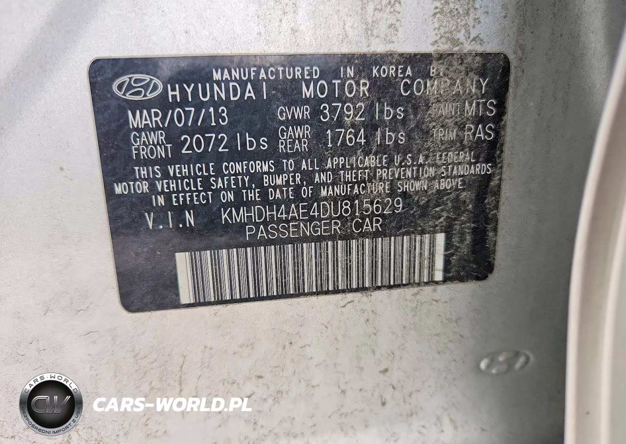 2013 Hyundai Elantra Gls VIN:KMHDH4AE4DU815629 - 12