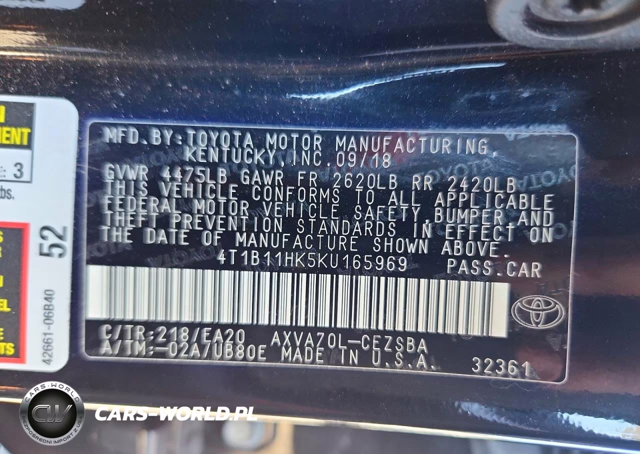 2019 Toyota Camry Se VIN:4T1B11HK5KU165969 - 12