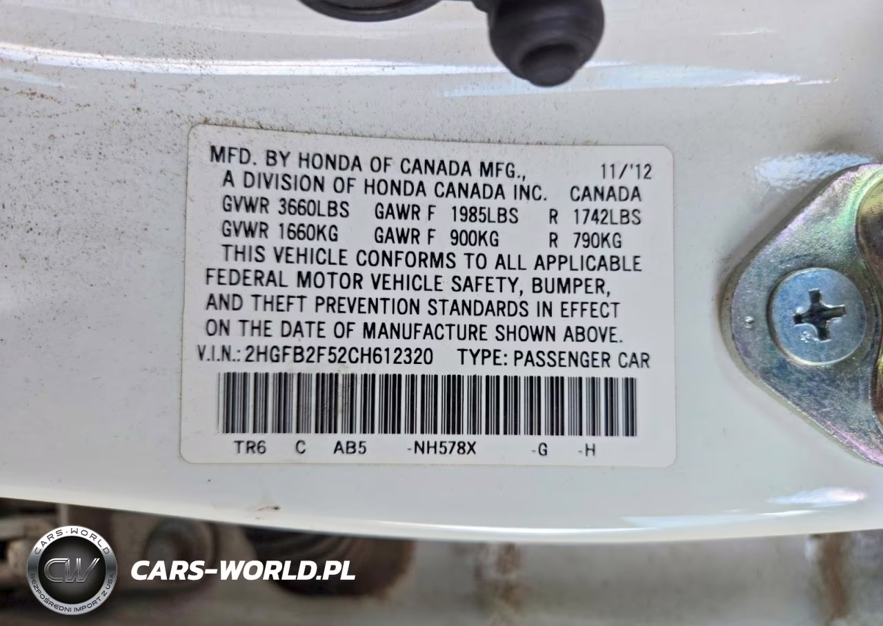 2012 Honda Civic Lx VIN:2HGFB2F52CH612320 - 12