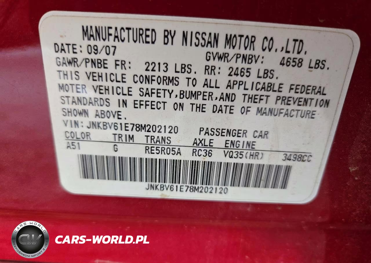 2008 Infiniti G35 Base VIN:JNKBV61E78M202120 - 12