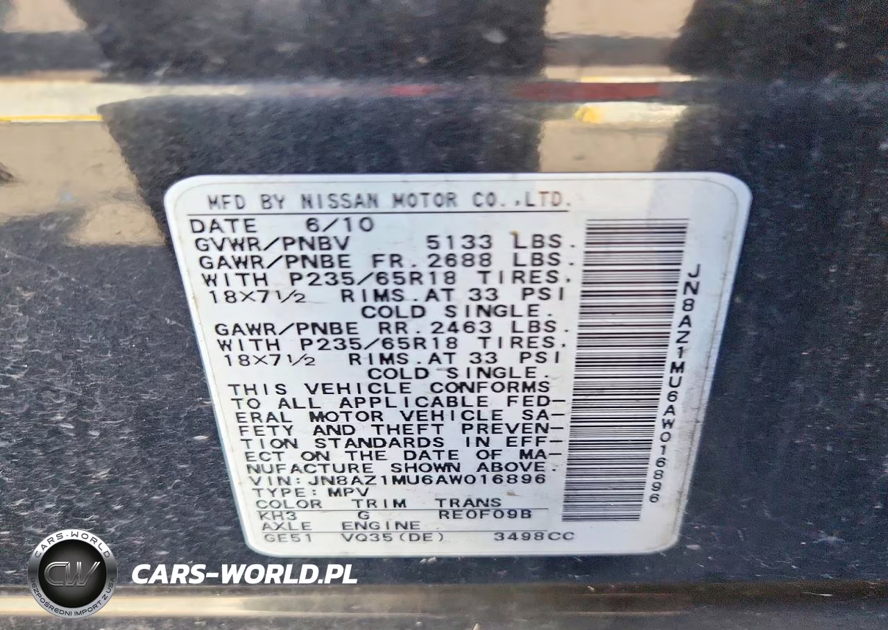 2010 Nissan Murano VIN:JN8AZ1MU6AW016896 - 12