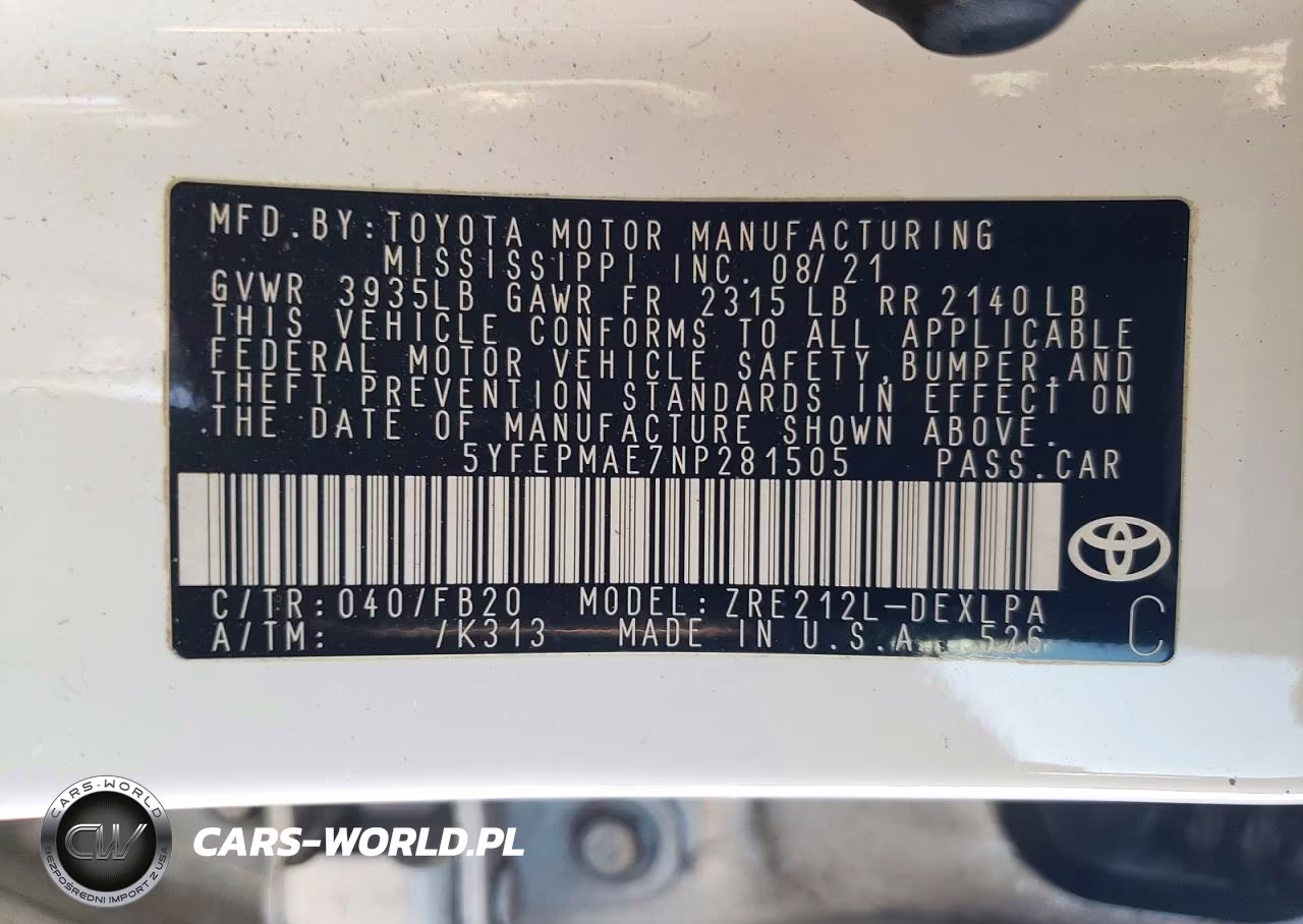 2022 Toyota Corolla Le VIN:5YFEPMAE7NP281505 - 12