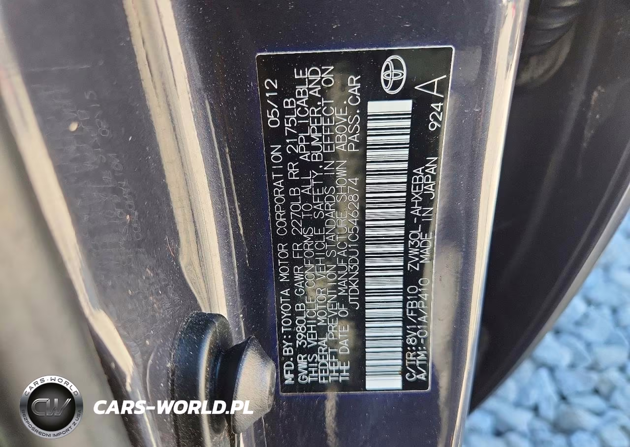 2012 Toyota Prius Two VIN:JTDKN3DU1C5462874 - 12