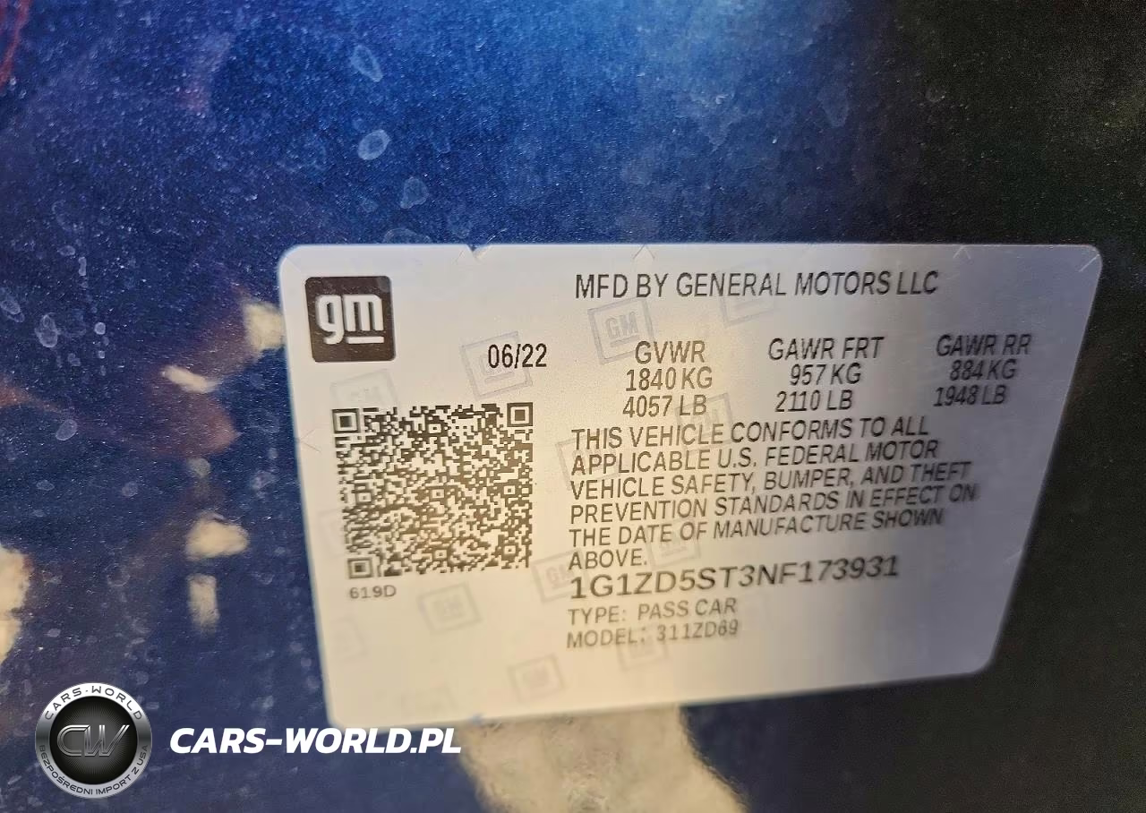 2022 Chevrolet Malibu Lt VIN:1G1ZD5ST3NF173931 - 12