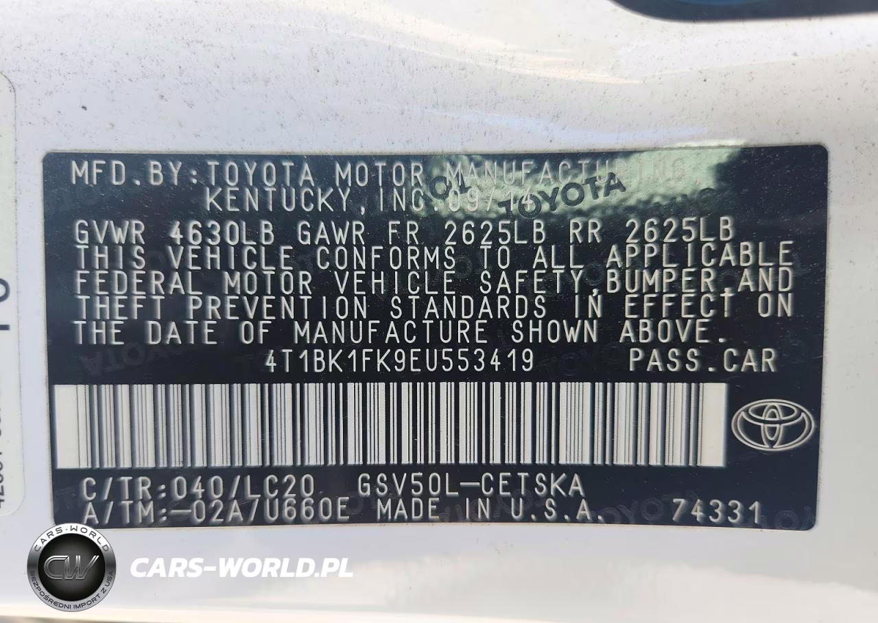 2014 Toyota Camry Se V6 VIN:4T1BK1FK9EU553419 - 12