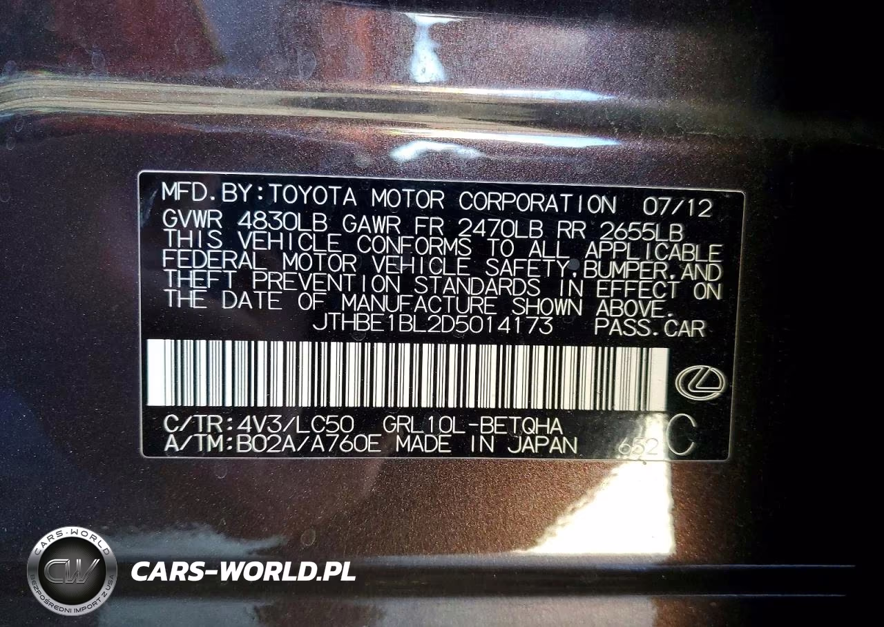 2013 Lexus Gs 350 VIN:JTHBE1BL2D5014173 - 12