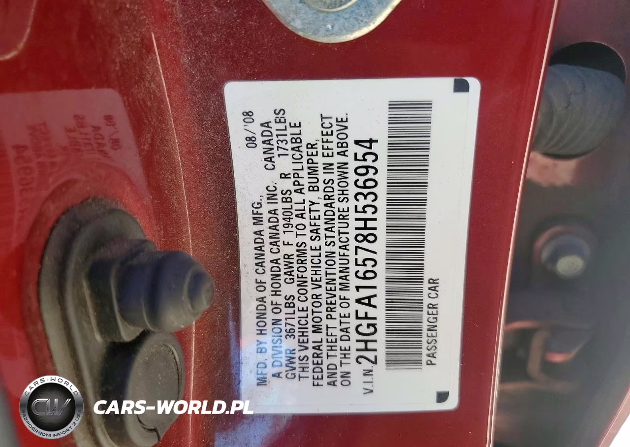 2008 Honda Civic Lx VIN:2HGFA16578H536954 - 12