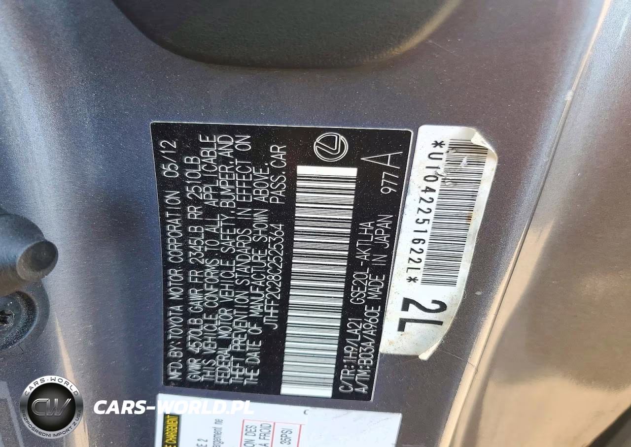 2012 Lexus Is 250C Base VIN:JTHFF2C28C2525364 - 12