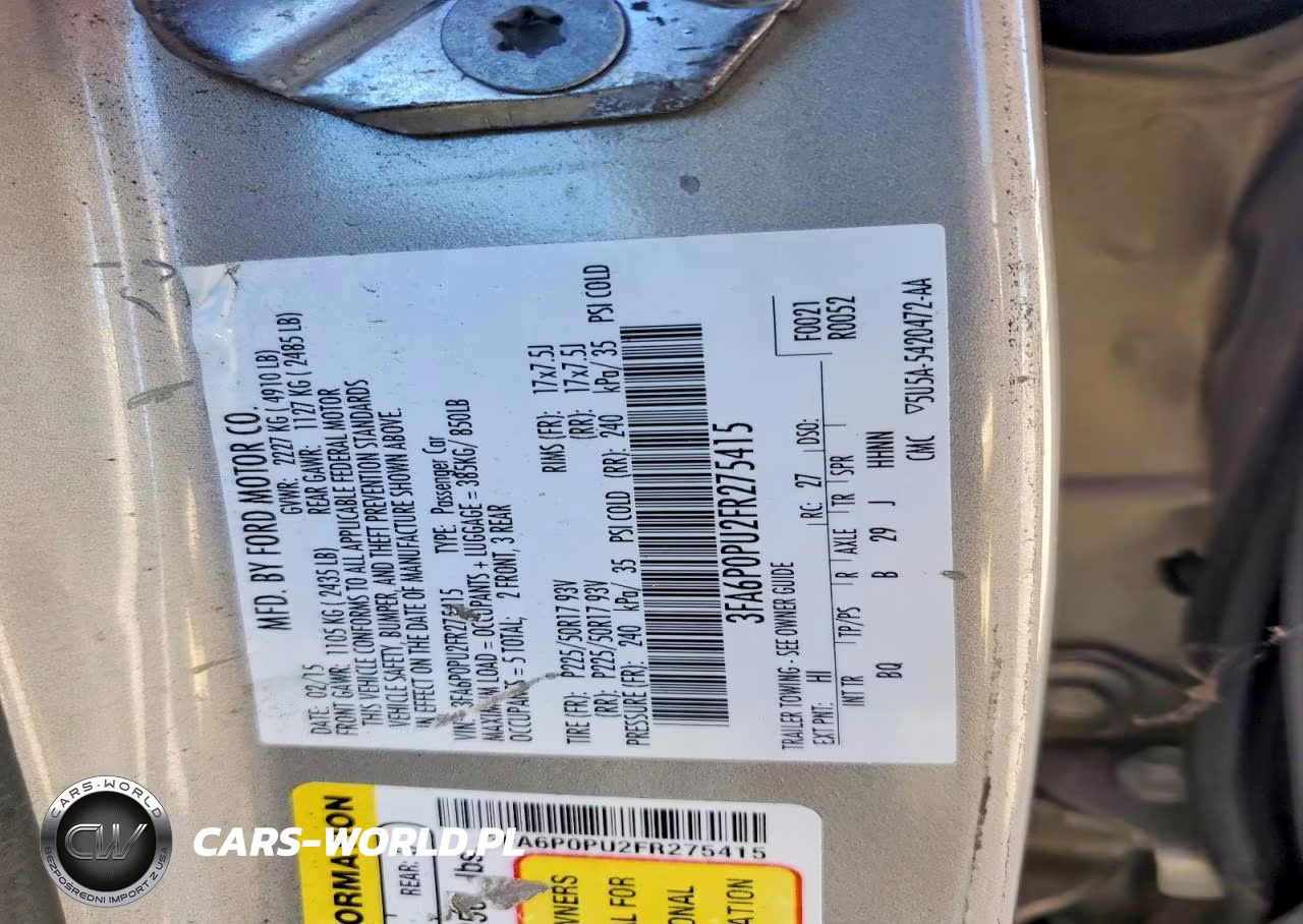 2015 Ford Fusion Se Phev VIN:3FA6P0PU2FR275415 - 12
