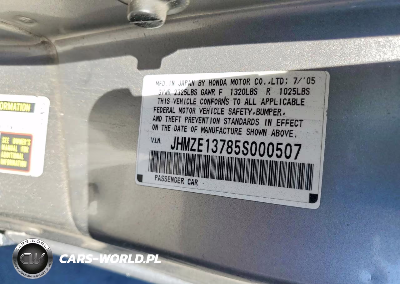 2005 Honda Insight VIN:JHMZE13785S000507 - 13