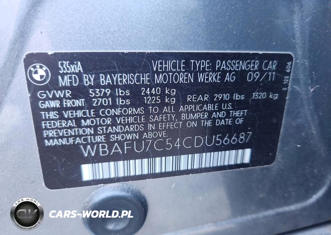 2012 BMW 535 Xi VIN:WBAFU7C54CDU56687 - 12