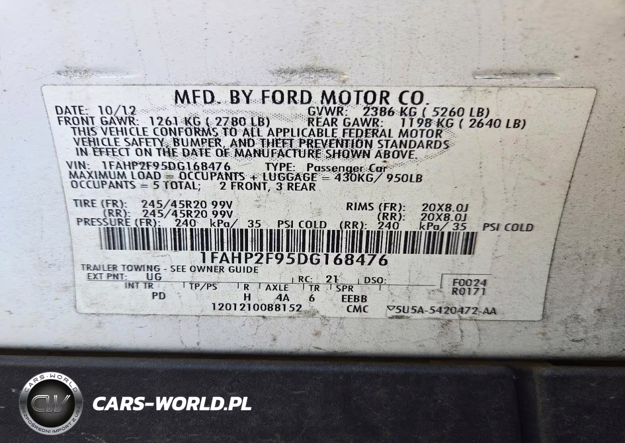 2013 Ford Taurus Limited VIN:1FAHP2F95DG168476 - 12