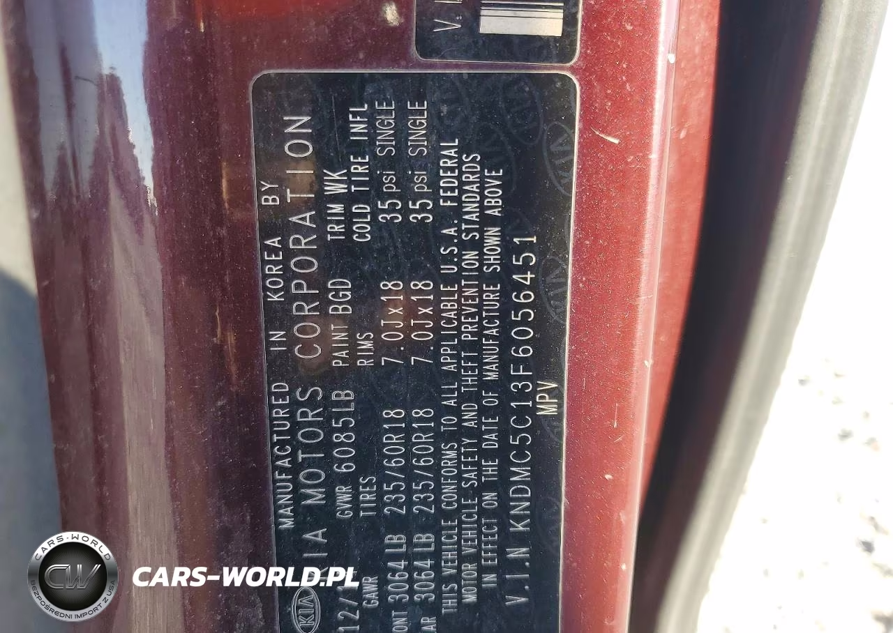 2015 Kia Sedona Ex VIN:KNDMC5C13F6056451 - 13