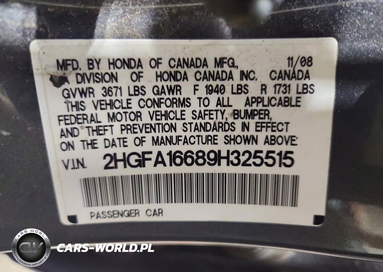 2009 Honda Civic Lx-S VIN:2HGFA16689H325515 - 12