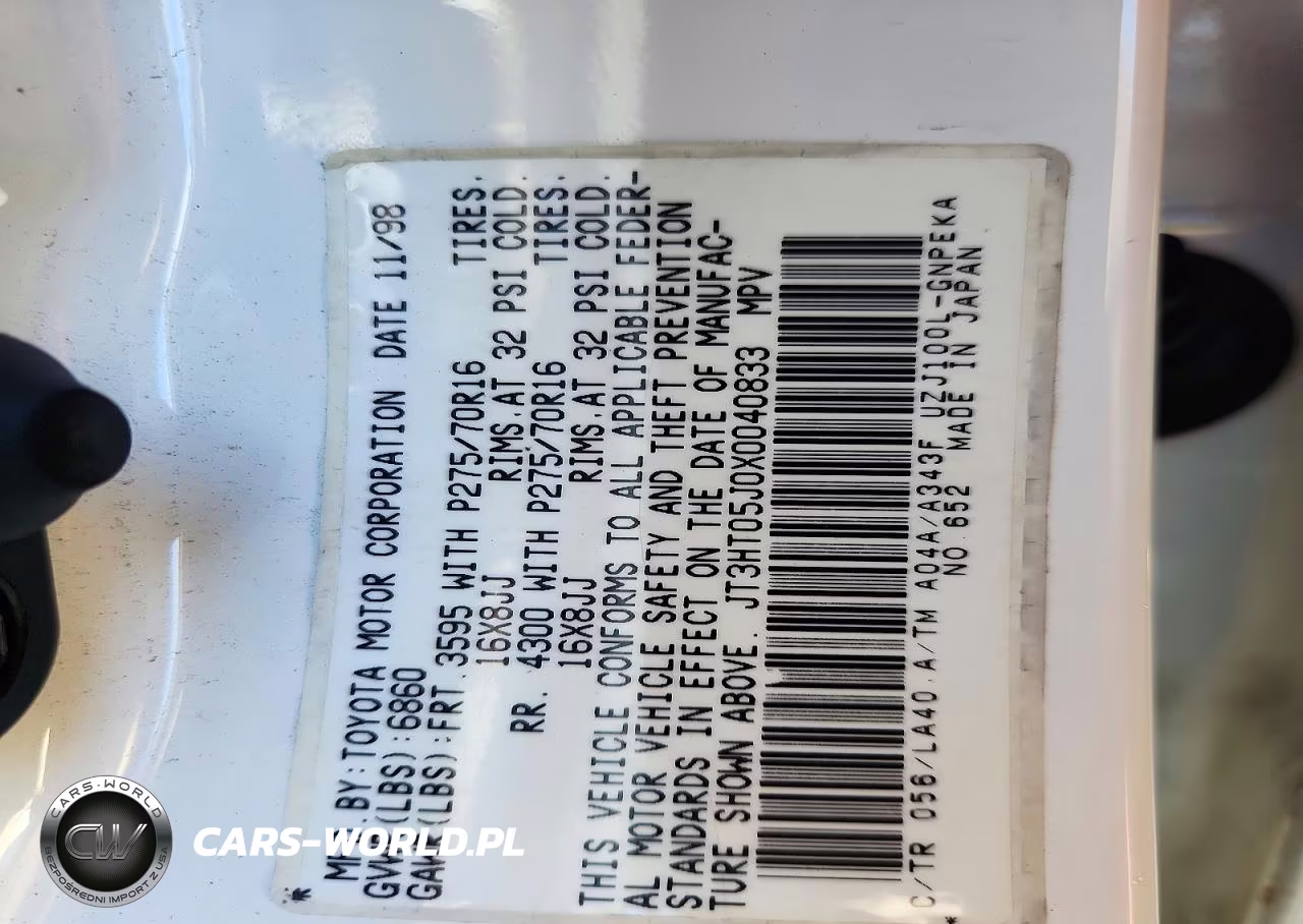 1999 Toyota Land Cruiser Base VIN:JT3HT05J0X0040833 - 14