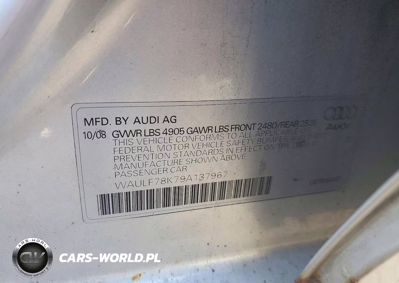 2009 Audi A4 2.0T Quattro VIN:WAULF78K79A137967 - 12